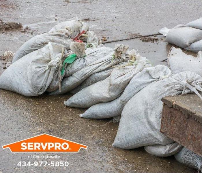 Sandbags prevent water from flooding an area.